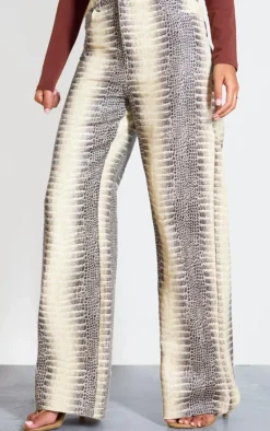 Tall Snake Print High Waist Wide Leg Jeans-PrettyLittleThing Hot