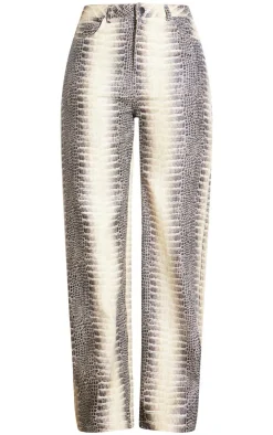 Tall Snake Print High Waist Wide Leg Jeans-PrettyLittleThing Hot