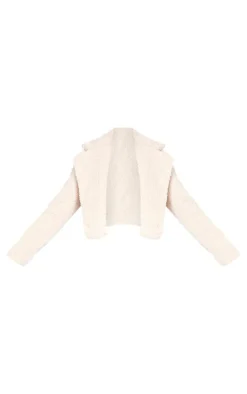 PrettyLittleThing Teddy Coats*Tall Teddy Fur Button Cropped Coat