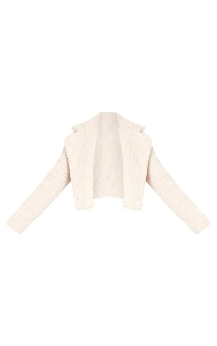 PrettyLittleThing Teddy Coats*Tall Teddy Fur Button Cropped Coat