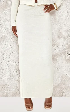Sale PrettyLittleThing Tall Textured Maxi Skirt Cream
