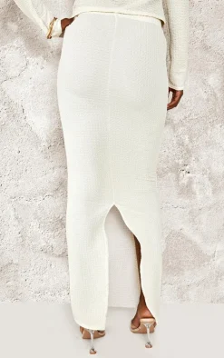 Sale PrettyLittleThing Tall Textured Maxi Skirt Cream