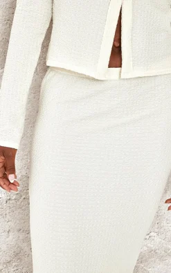 Sale PrettyLittleThing Tall Textured Maxi Skirt Cream