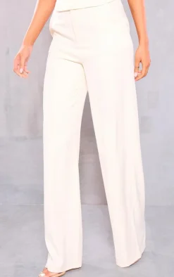 PrettyLittleThing Tall Woven Straight Leg Pants Cream