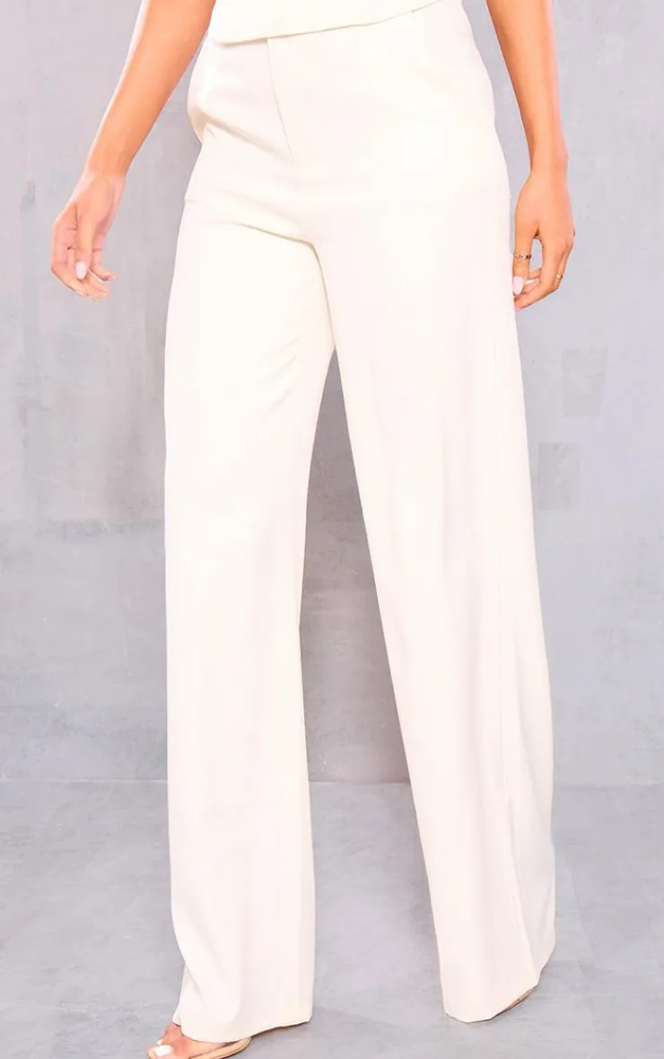 PrettyLittleThing Tall Woven Straight Leg Pants Cream
