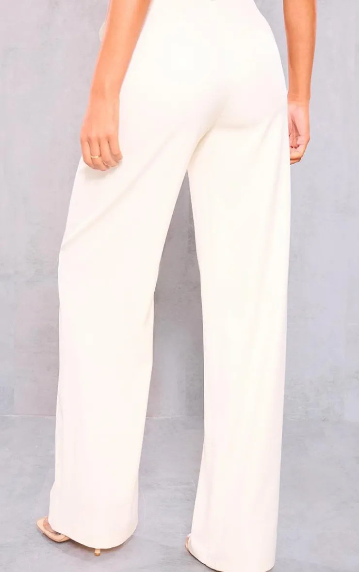 PrettyLittleThing Tall Woven Straight Leg Pants Cream