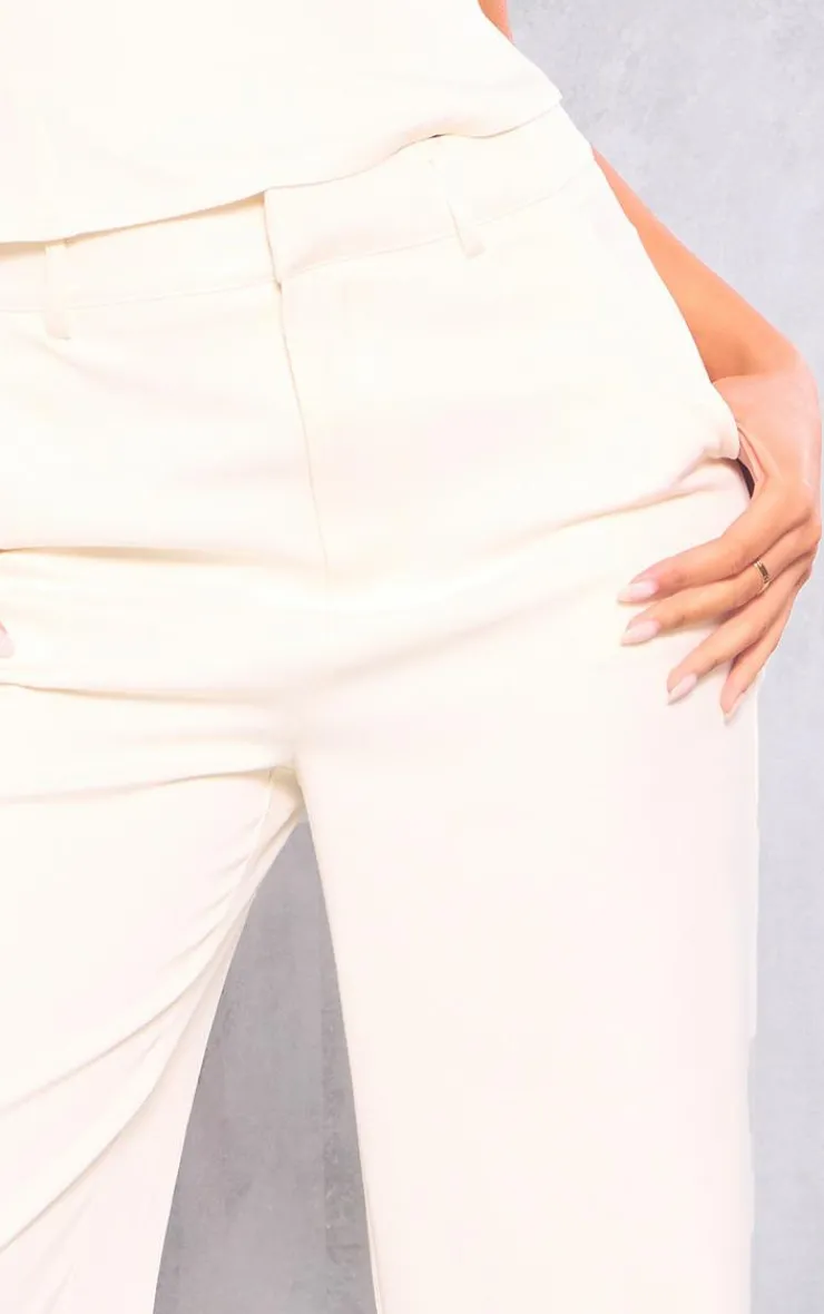 PrettyLittleThing Tall Woven Straight Leg Pants Cream