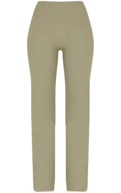 Sale PrettyLittleThing Tall Snatched Sculpt Flared Pants Dark Olive