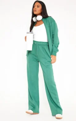 Discount PrettyLittleThing Tall Seam Detail Straight Leg Sweatpants Dark Teal