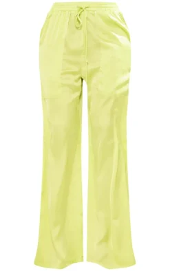 PrettyLittleThing Tall Drawstring Satin Pants Green