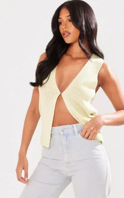 PrettyLittleThing Knitted Tops*Tall Matcha Knitted Vest