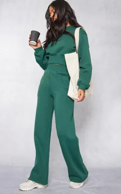 Hot PrettyLittleThing Tall Wide Leg Sweatpants Green