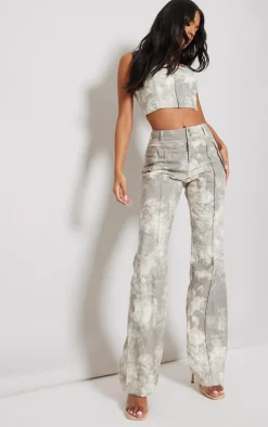 Sale PrettyLittleThing Tall Acid Wash Cargo Pants Grey