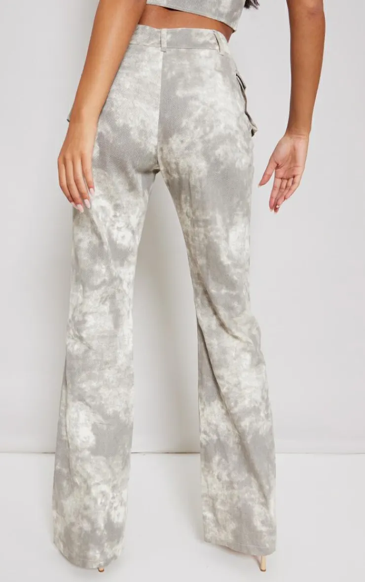 Sale PrettyLittleThing Tall Acid Wash Cargo Pants Grey