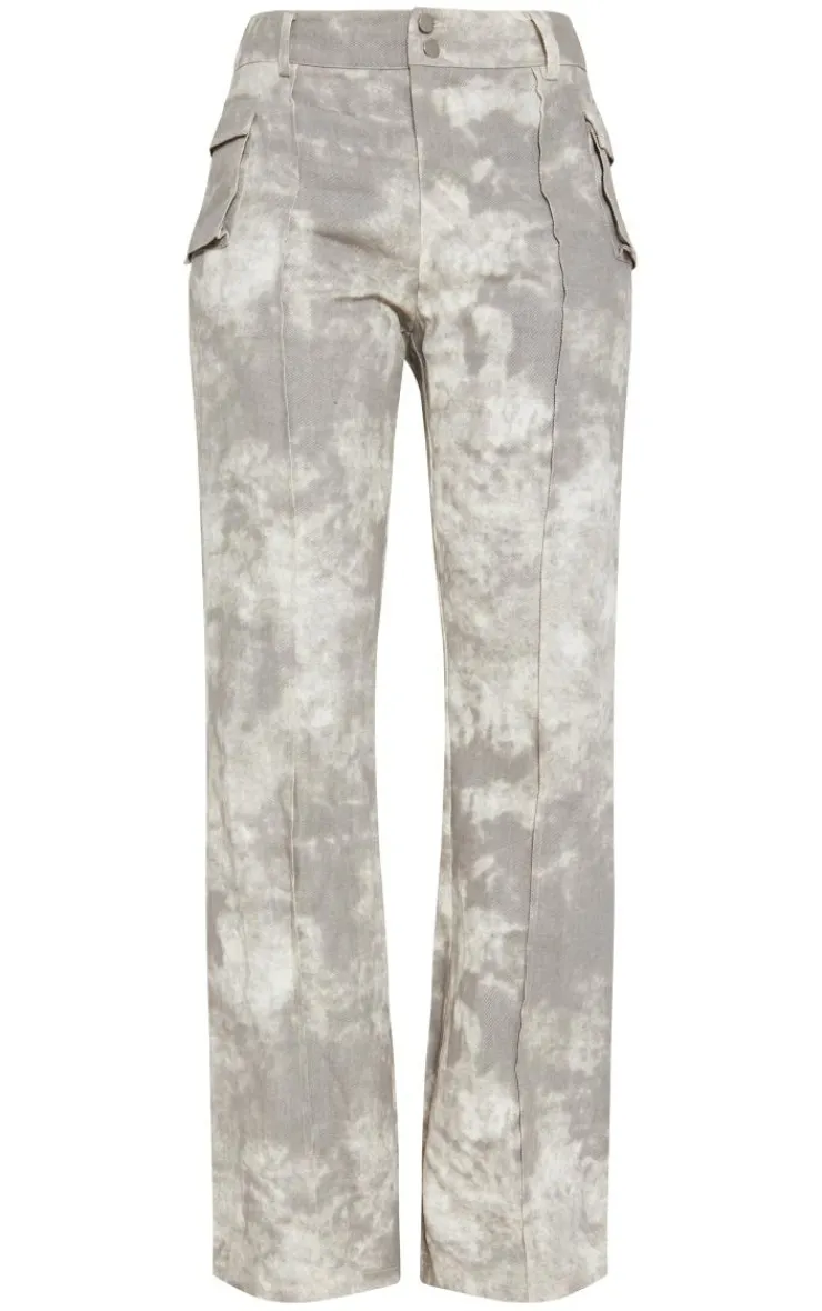 Sale PrettyLittleThing Tall Acid Wash Cargo Pants Grey