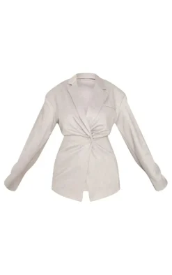 Tall Grey Button Up Oversized Blazer