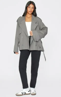 PrettyLittleThing Trench Coats*Tall Cropped Oversized Trench Coat