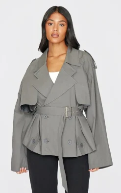 PrettyLittleThing Trench Coats*Tall Cropped Oversized Trench Coat