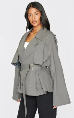 PrettyLittleThing Trench Coats*Tall Cropped Oversized Trench Coat