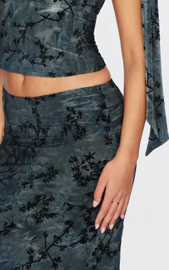 PrettyLittleThing Tall Devore Maxi Skirt Grey