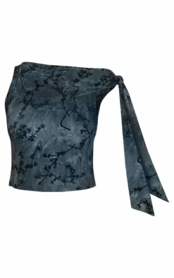 Outlet PrettyLittleThing Tall Devore Twist Detail Top Grey