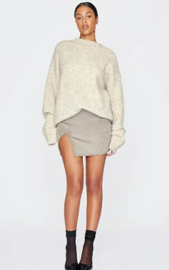 PrettyLittleThing Christmas Day Outfits*Tall Faux Suede Split Hem A Line Mini Skirt
