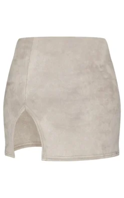 PrettyLittleThing Christmas Day Outfits*Tall Faux Suede Split Hem A Line Mini Skirt