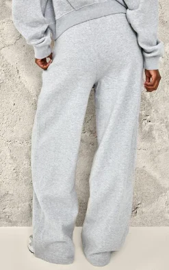 Best PrettyLittleThing Tall Baltimore Borg Applique Detail Wide Leg Sweatpants Grey Marl