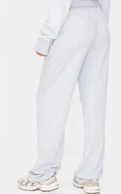 New PrettyLittleThing Tall Fold Over Straight Leg Sweatpants Grey Marl