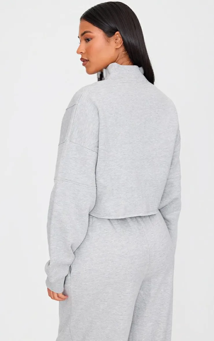 PrettyLittleThing Grey Sweatsuits*Tall Half Zip Crop Sweatshirt