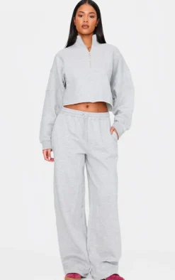 PrettyLittleThing Grey Sweatsuits*Tall Half Zip Crop Sweatshirt