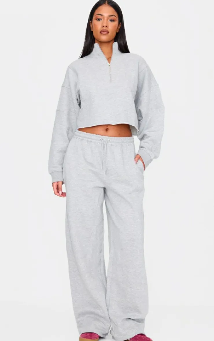 PrettyLittleThing Grey Sweatsuits*Tall Half Zip Crop Sweatshirt