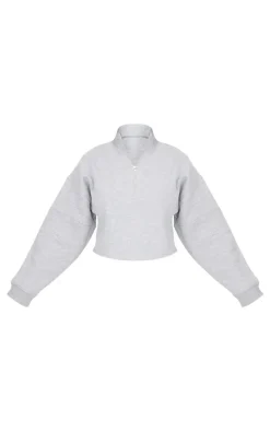 PrettyLittleThing Grey Sweatsuits*Tall Half Zip Crop Sweatshirt