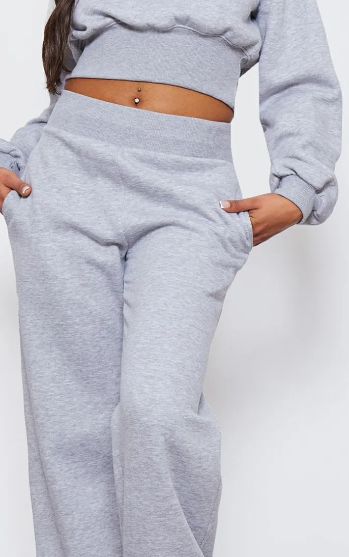 Tall Grey Marl High Waisted Wide Leg Sweatpants