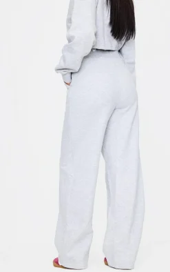Outlet PrettyLittleThing Tall Seam Detail High Waist Wide Leg Sweatpants Grey Marl