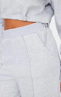 Outlet PrettyLittleThing Tall Seam Detail High Waist Wide Leg Sweatpants Grey Marl