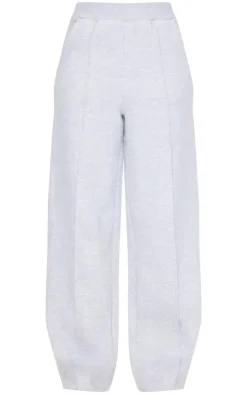 Outlet PrettyLittleThing Tall Seam Detail High Waist Wide Leg Sweatpants Grey Marl