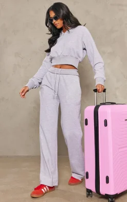 PrettyLittleThing Grey Sweatsuits*Tall Straight Leg Fold Over Sweatpants