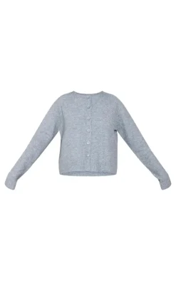 Outlet PrettyLittleThing Tall Melange Soft Knit Basic Button Up Cardigan Grey