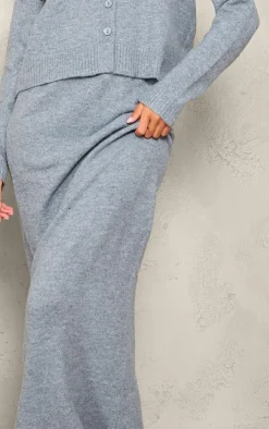 Online PrettyLittleThing Tall Melange Soft Knit Maxi Skirt Grey