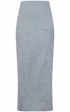 Online PrettyLittleThing Tall Melange Soft Knit Maxi Skirt Grey