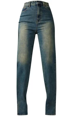 Tall Indigo Vintage Wash High Waist Split Hem Jeans
