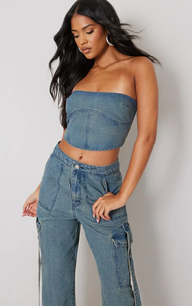 PrettyLittleThing Corsets*Tall Denim Corset