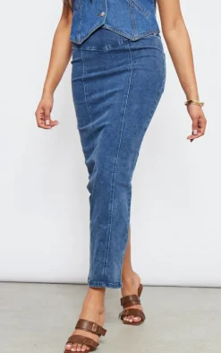 Tall Indigo Vintage Wash Midaxi Skirt