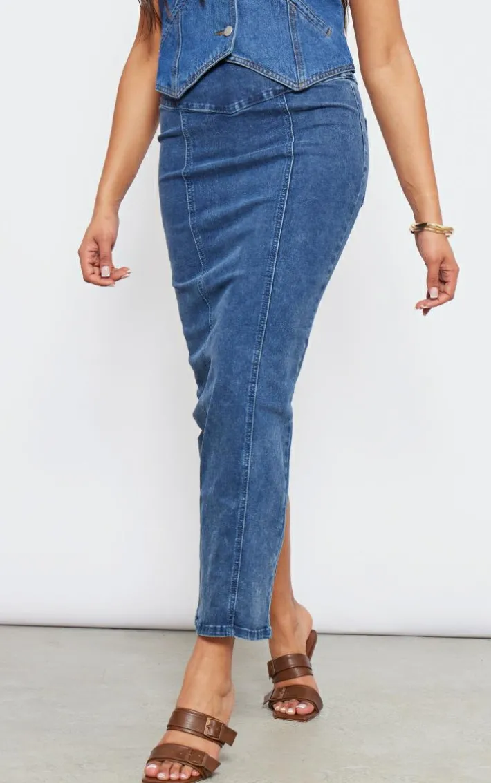 Tall Indigo Vintage Wash Midaxi Skirt