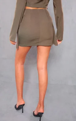 Best PrettyLittleThing Tall Belted Detail Woven Mini Skirt Khaki