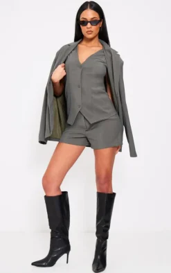 Sale PrettyLittleThing Tall Tailored Shorts Khaki