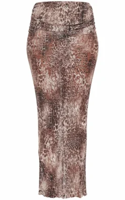 Sale PrettyLittleThing Tall Crushed Lace Maxi Skirt Leopard