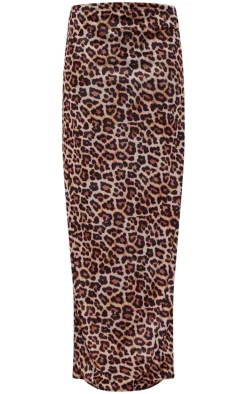 Tall Leopard Print Lined Mesh Maxi Skirt