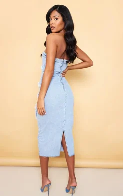 Tall Bandeau Denim Midi Dress-PrettyLittleThing Best